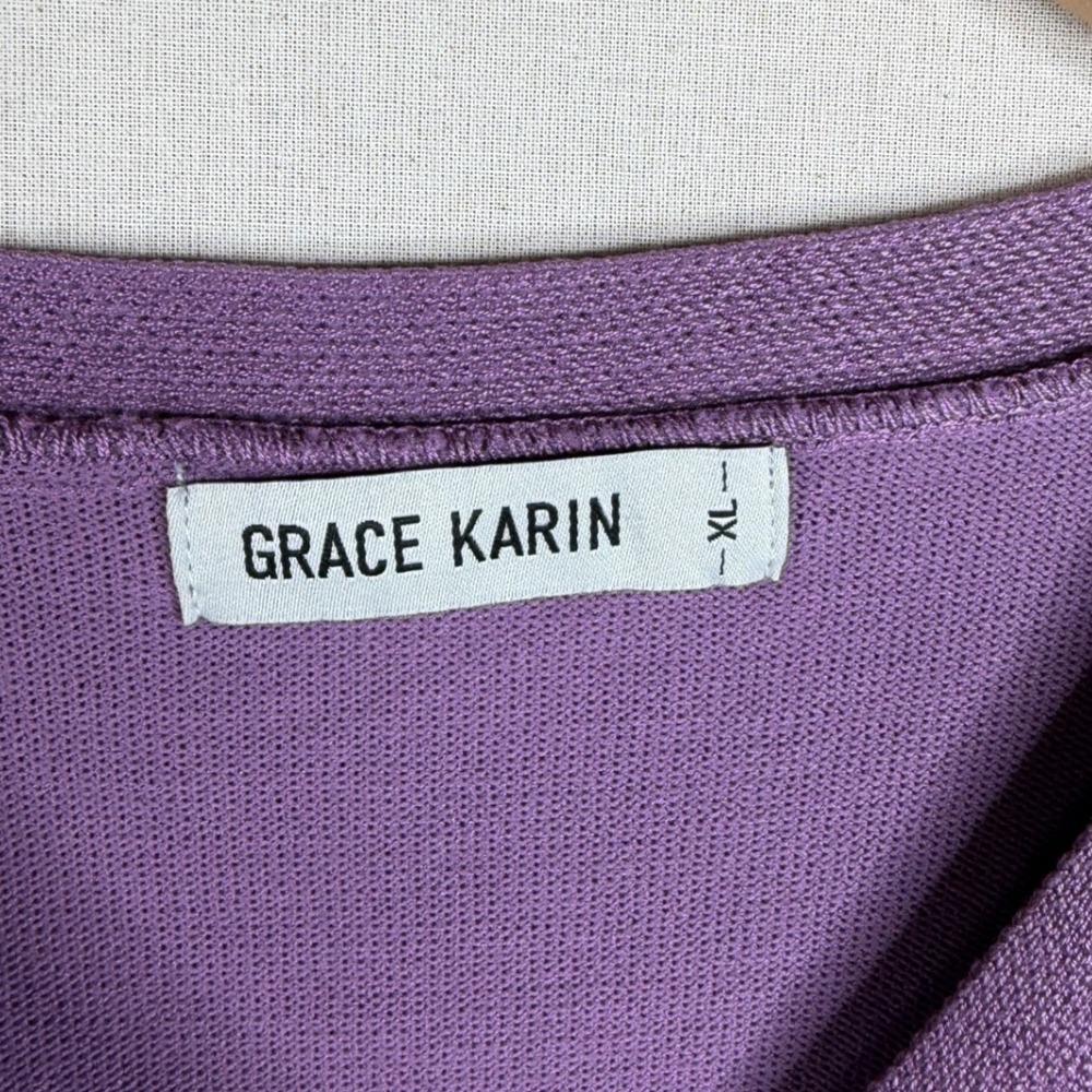 Grace Karin‎ Short Sleeve Button Cardigan size XL Purple - Picture 2 of 7